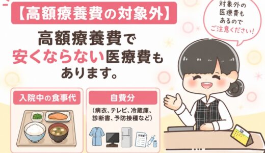 食事代や自費分など、高額療養費で安くならない医療費もあります。