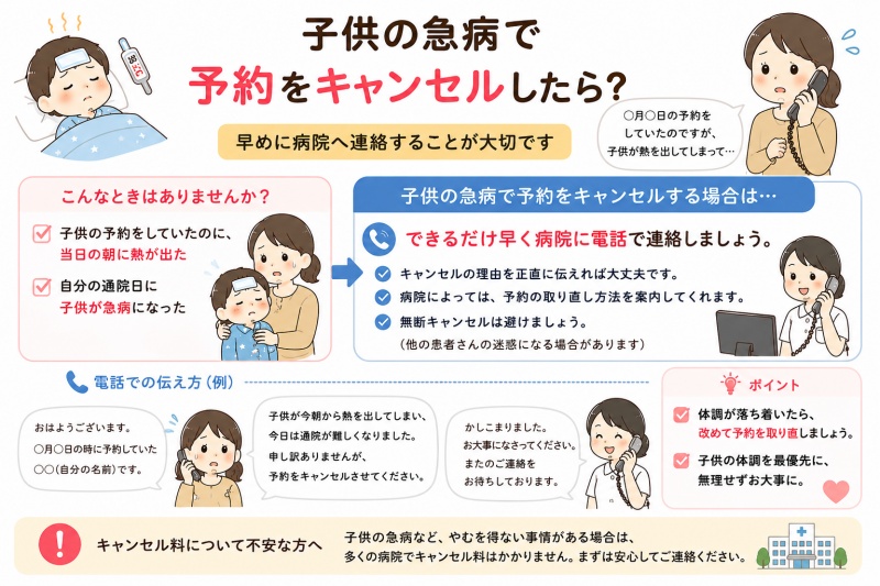病院のキャンセル料かからない子供の急病で行けなくなったとき