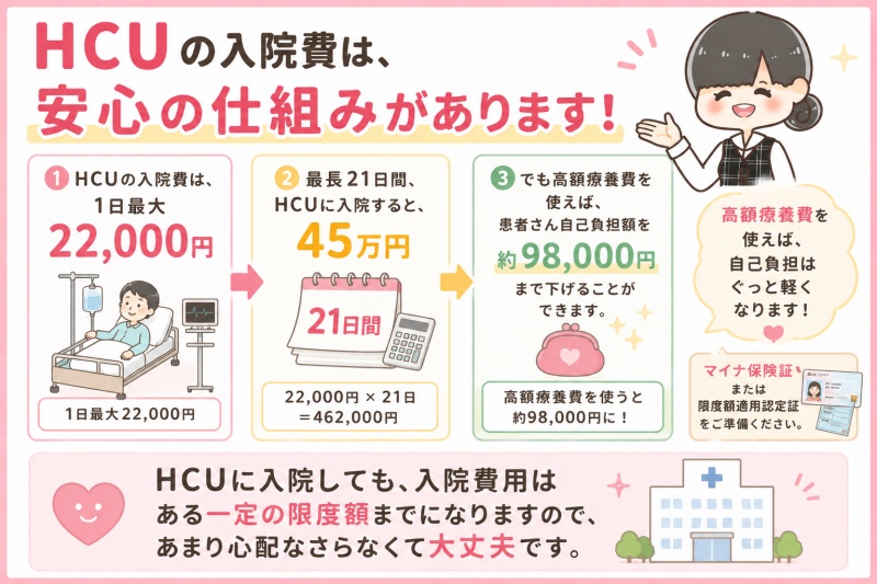 病院医療費入院HCU1日22000円料金費用高額療養費10万円