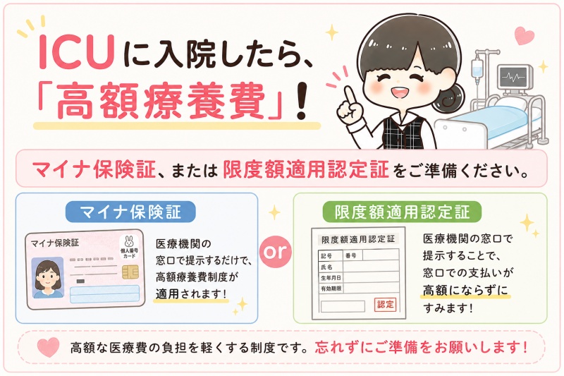 病院医療費入院ICU高額療養費マイナ保険証限度額適用認定証