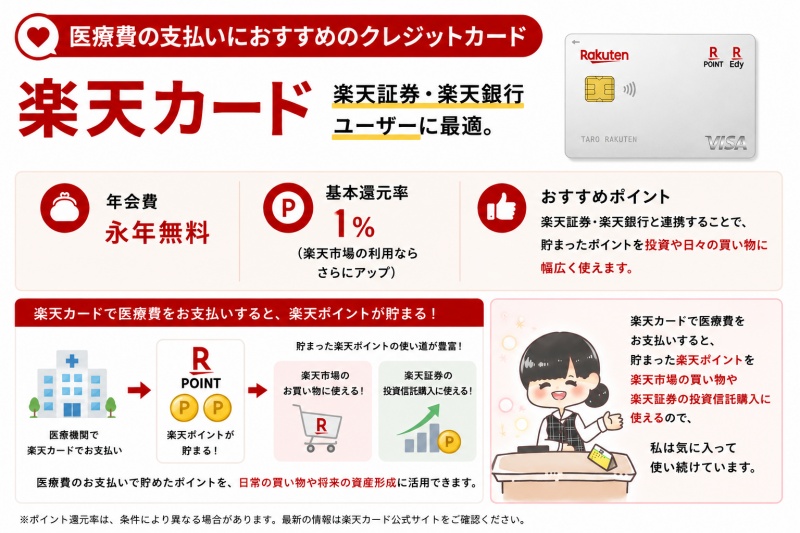 病院医療費高額療養費クレジットカード楽天カード還元率1%