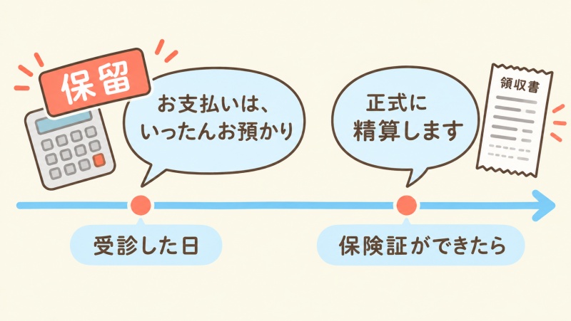 会計保留の仕組みを受診日と後日に分けた図解
